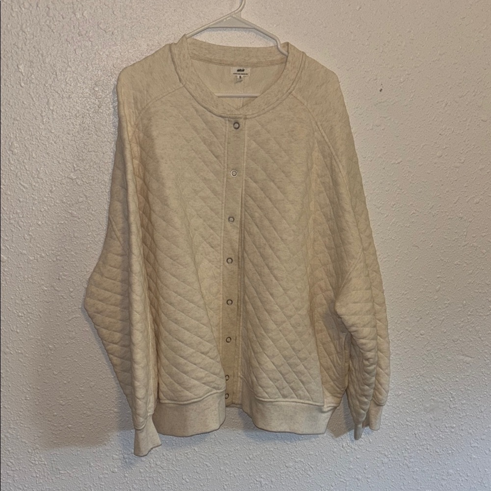 Aerie Cream Quilted Cardigan Sweater